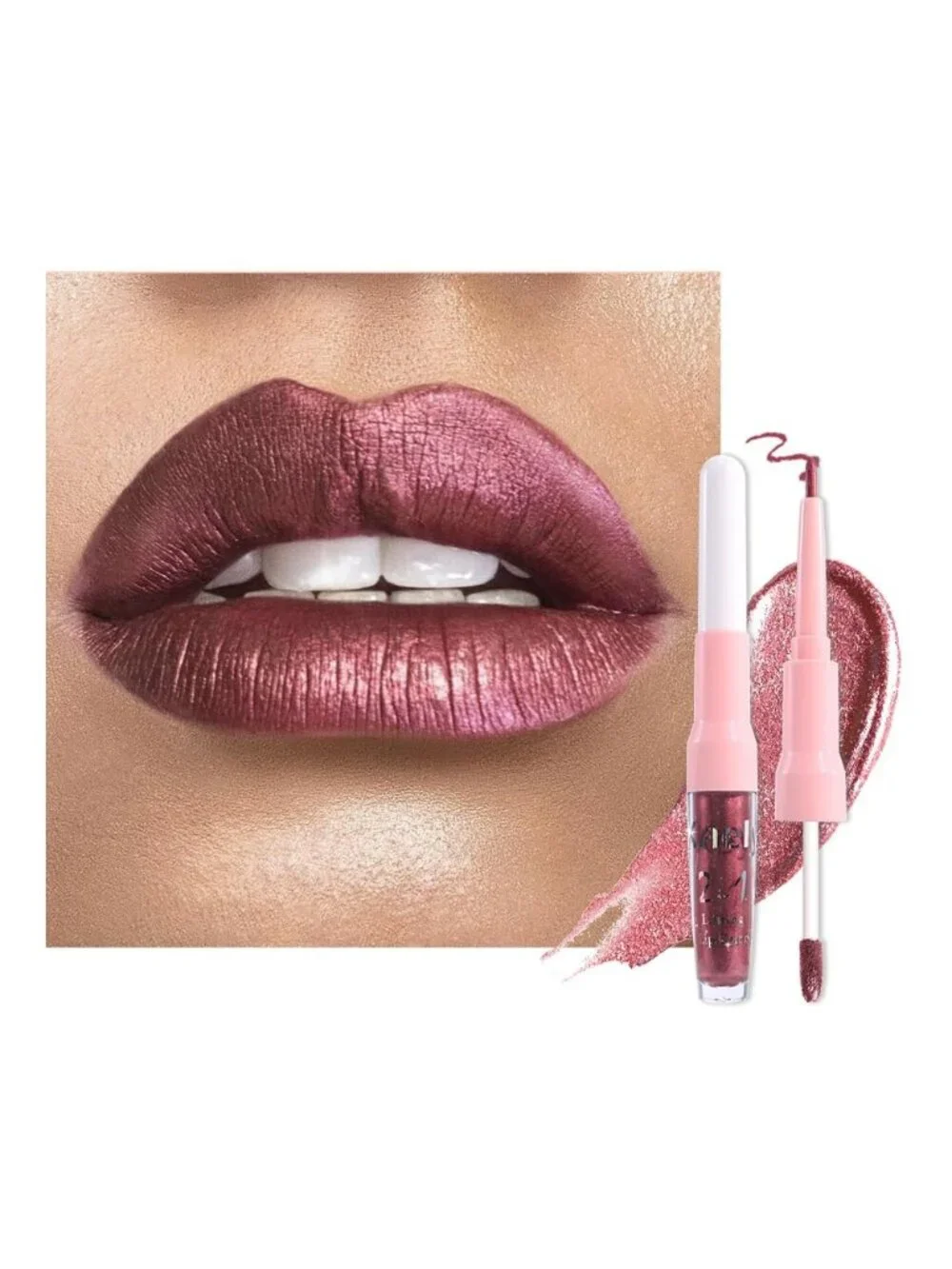 Womens 03# Dark Wine Red-Metallic Glitter Liquid Lipstick lippies Lip Gloss